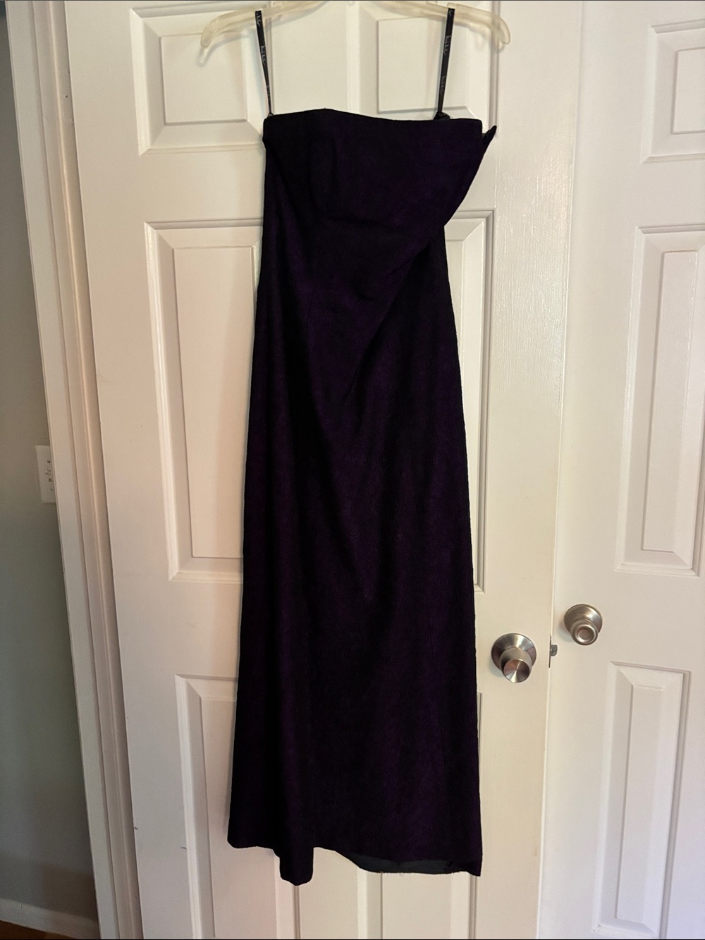 Elegant Nicole Miller Purple and Black Strapless Evening Dress